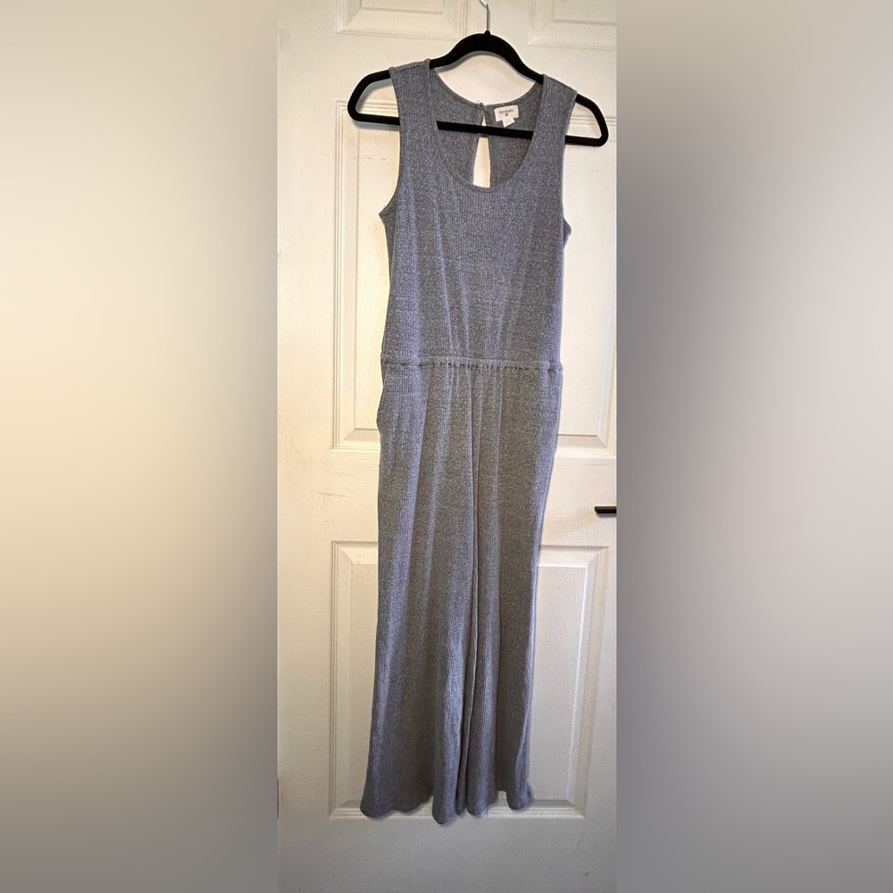 Cost Plus World Market Gray Ribbed Jumpsuit